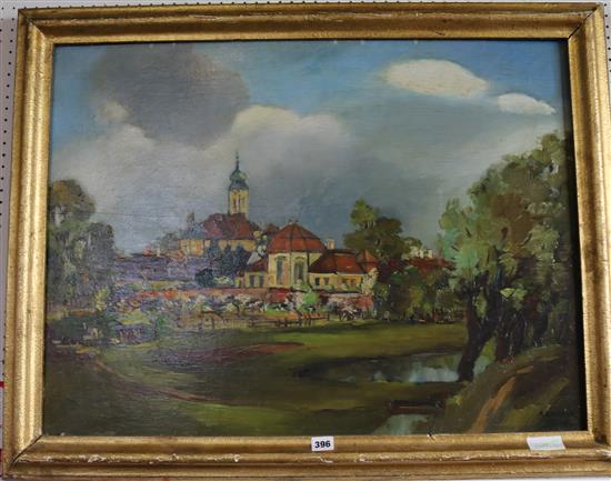 Rudolf Buchner (1894-1962), oil on board, Casino in Baden